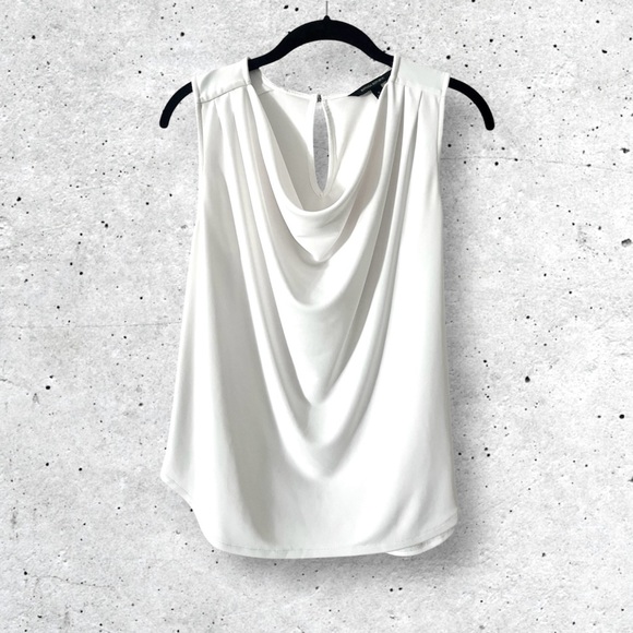 Banana Republic White Draped Sleeveless Blouse - Picture 1 of 5
